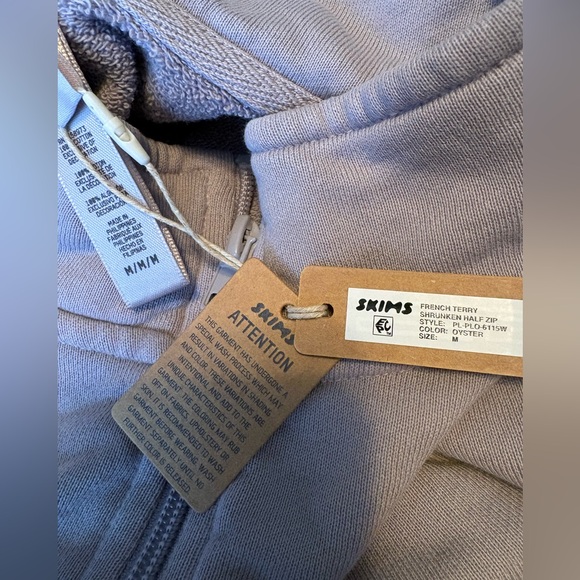 NWT SKIMS French Terry Shrunken Half Zip in Oyster size M RARE - Picture 3 of 4